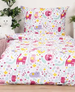 4Home Dětské bavlněné povlečení Playful Paws, 140 x 200 cm, 70 x 90 cm