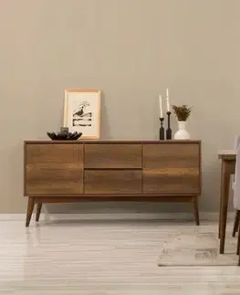 Set s rozkládacím stolem, židlemi a konzolou (6 kusů) Vina 01 0701 - Walnut, Grey