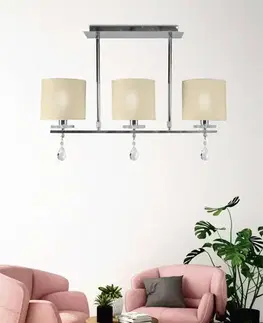 Chromová stropní lampa 3x40W, látkové stínidlo Estera