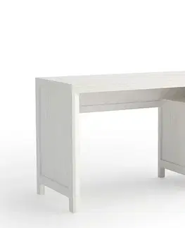 Estila Klasický designový psací stolek se dvěma šuplíky Lyon z kvalitního borovicového dřeva v moderním provedení 140cm