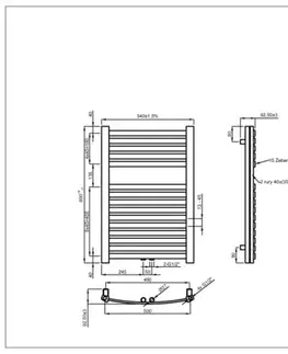 INVENA Koupelnový radiátor 540 x 800, černý UG-03-080-A