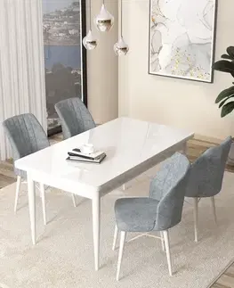 Dining Table & Chairs Set (5 Pieces) Arp - White, Grey