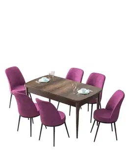 Extendable Dining Table & Chairs Set (7 Pieces) Zen - Baroque, Purple