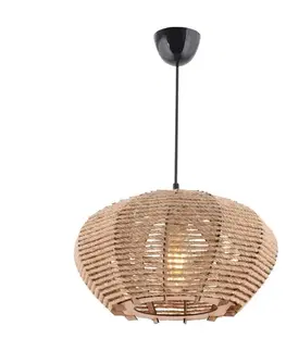 Závěsný lustr Jute Ellipse, krémová