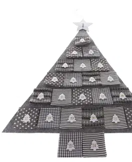 Textilní adventní kalendář Gray tree, 68 x 68 cm