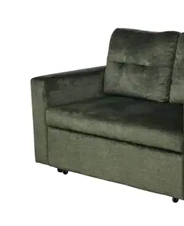 Estila Designová skandinávská rozkládací dvoumístná sedačka Lotta se sametovým potahem v tmavě zelené barvě 142 cm