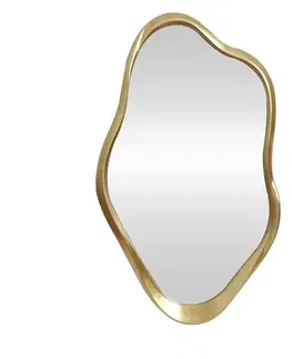 Estila Glamour zlaté závěsné zrcadlo Elara v nepravidelném organickém tvaru s plastickým rámem 100 cm