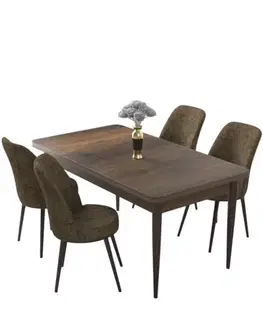 Dining Table & Chairs Set (5 Pieces) Nil - Baroque, Brown