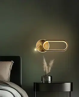 Nástěnná lampa MONET oválná zlatá 13W LED 3000K, 4000K, 6000K bílé stínidlo