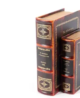 Estila Koloniální kožený set dekorativních knih Mark Twain v černém designovém vintage obalu 27cm