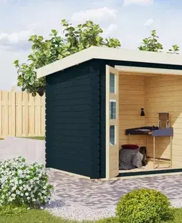 Dřevěný zahradní domek BASTRUP 2 s přístavkem Lanitplast