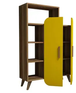 Knihovna Form Yellow and Walnut