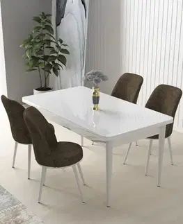 Dining Table & Chairs Set (5 Pieces) Nil - White, Brown