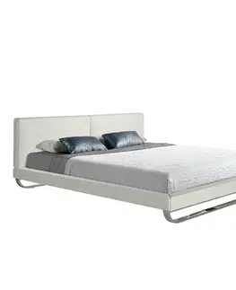 Estila Luxusní manželská postel Forma Moderna z eko-kůže moderní bílá 222cm