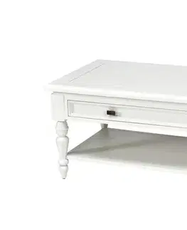 Estila Luxusní provence konferenční stolek Belliene v bílé barvě s polohovatelnou vrchní deskou 122cm