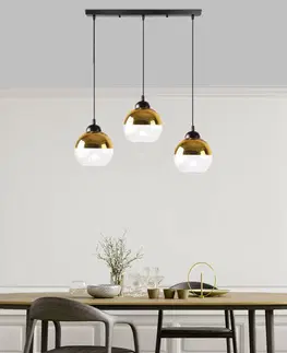Závěsná lampa Contessa černá 3x40 E27 zlaté stínidlo