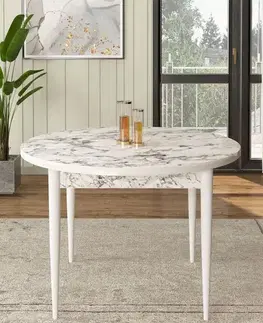 Jídelní stůl Rox - White Marble, White