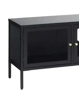 Estila TV stolek Soeren, černý kov/sklo, 132 cm