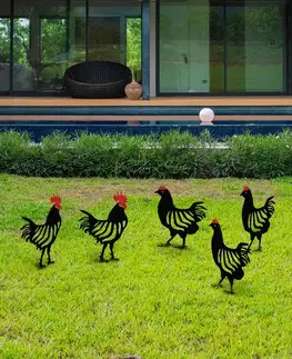 Sada dekorativních kovových doplňků na zahradu Chicken Family 6