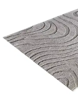 Estila Designový moderní obdélníkový koberec Flow v šedé barvě s abstraktním vzorem 240 cm