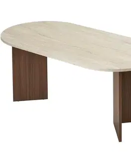 Jídelní stůl Sablin - Travertine, Milano Walnut, 