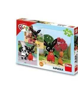 Dino Puzzle 3v1 Králíček Bing/Bing si hraje 3x55dílků v krabici 27x19x4cm.