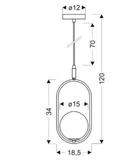 Závěsná lampa Cordel chrom 1x20W G9 s bílým stínidlem
