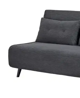 Estila Designové dvoumístné rozkládací křeslo Kurt s manšestrovým potahem v šedé barvě s černými nožičkami 140 cm