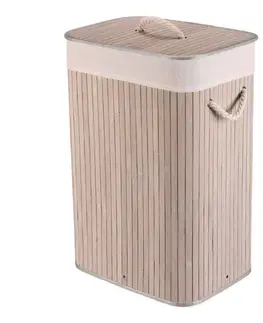 Bambusový prádelní koš s víkem ZEN, šedá