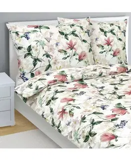 Bellatex Bavlněné povlečení Magnolie růžová, 140 x 200 cm, 70 x 90 cm