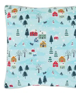 Polštář sametový s výplní, modrý - barevný vzor, 100% polyester, 45 x 45 cm.