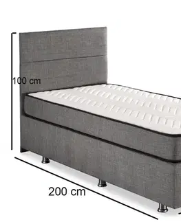 Rám jednolůžkové postele s čelem Silver - Grey (120 x 200)