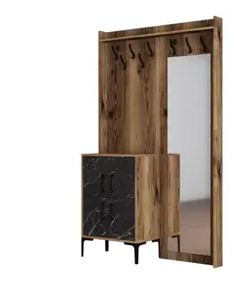 Předsíňová stěna Berlin BC - Walnut, Black Marble