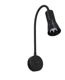 Černá nastavitelná nástěnná lampa s ramenem + vypínač Arena