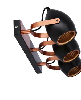Černo-měděná nastavitelná bodová lampa E14 3x40W Anica