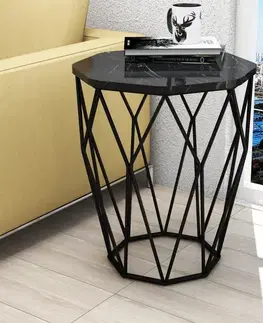 Odkládací stolek / Příruční stolek Sofya - Black Marble