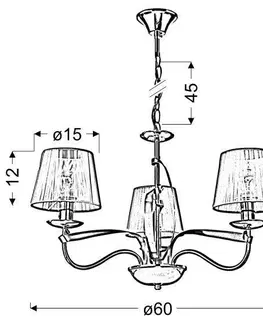 Závěsná lampa chrom / stínidlo se zlatým vláknem 3x40W Diva