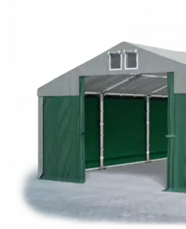 Skladový stan 5x10x2,5m střecha PVC 560g/m2 boky PVC 500g/m2 konstrukce ZIMA PLUS Šedá Zelená Šedá