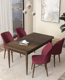 Dining Table & Chairs Set (5 Pieces) Arp - Baroque, Burgundy