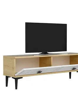 TV stolek Yuka 120 - Sapphire Oak, White