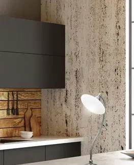 Stolní lampa saténový nikl + bílá Elisa