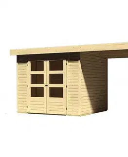 Dřevěný zahradní domek s přístavkem 528 x 238 cm Dekorhome