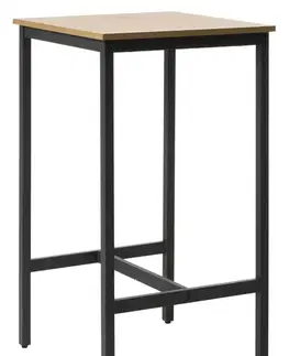 Estila Barový stůl Holstebro, dub/černý kov, 60 cm