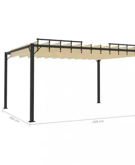 Pergola s lamelovou střechou 3 x 4 m hliník / látka Dekorhome