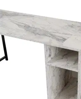 Psací stůl Twin Study Desk - Freesia Marble, Black