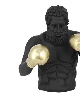 Estila Moderní designová socha Zeus s motivem černé antické figury se zlatými boxovacími rukavicemi v pop art stylu 48 cm