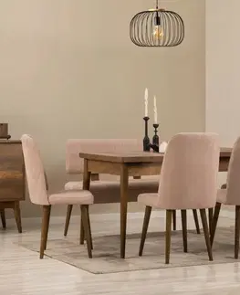 Jídelní set s rozkládacím stolem a židlemi (6 kusů) Vina - Walnut, Stone