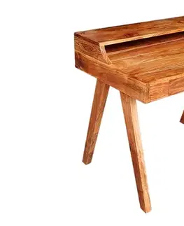 Estila Stylový rustikální psací stůl Daven z masivního dřeva v hnědé barvě se dvěma šuplíky 100 cm