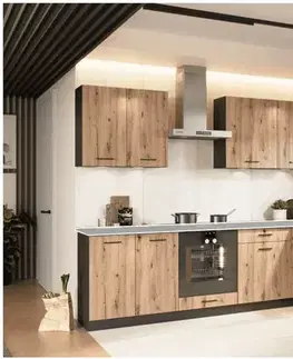 Artstolk Rohová kuchyňská linka ANIKA C | 200-260 cm dub artisan/grafit Provedení: s pracovní deskou