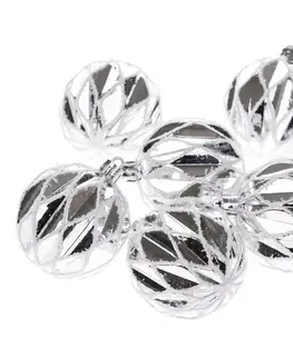 Sada vánočních ozdob Silver shine, 6 ks, pr. 8 cm, plast